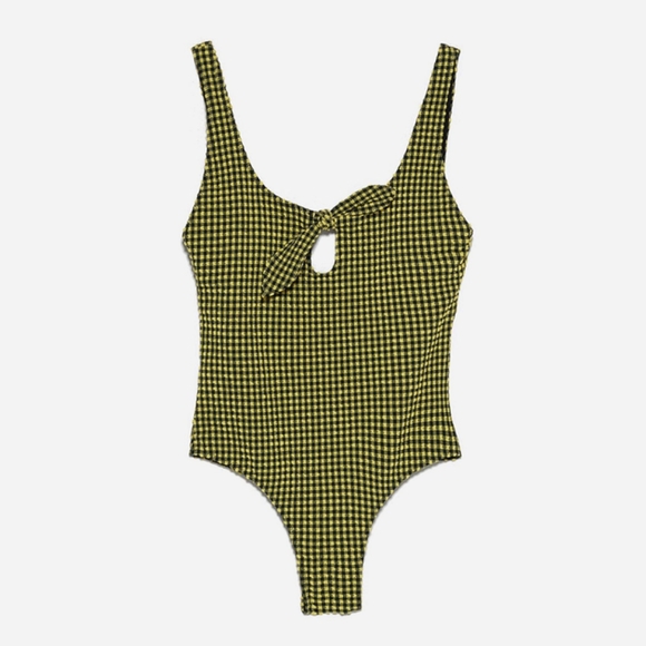 Zara yellow and black gingham bathing suit size small - Picture 5 of 12